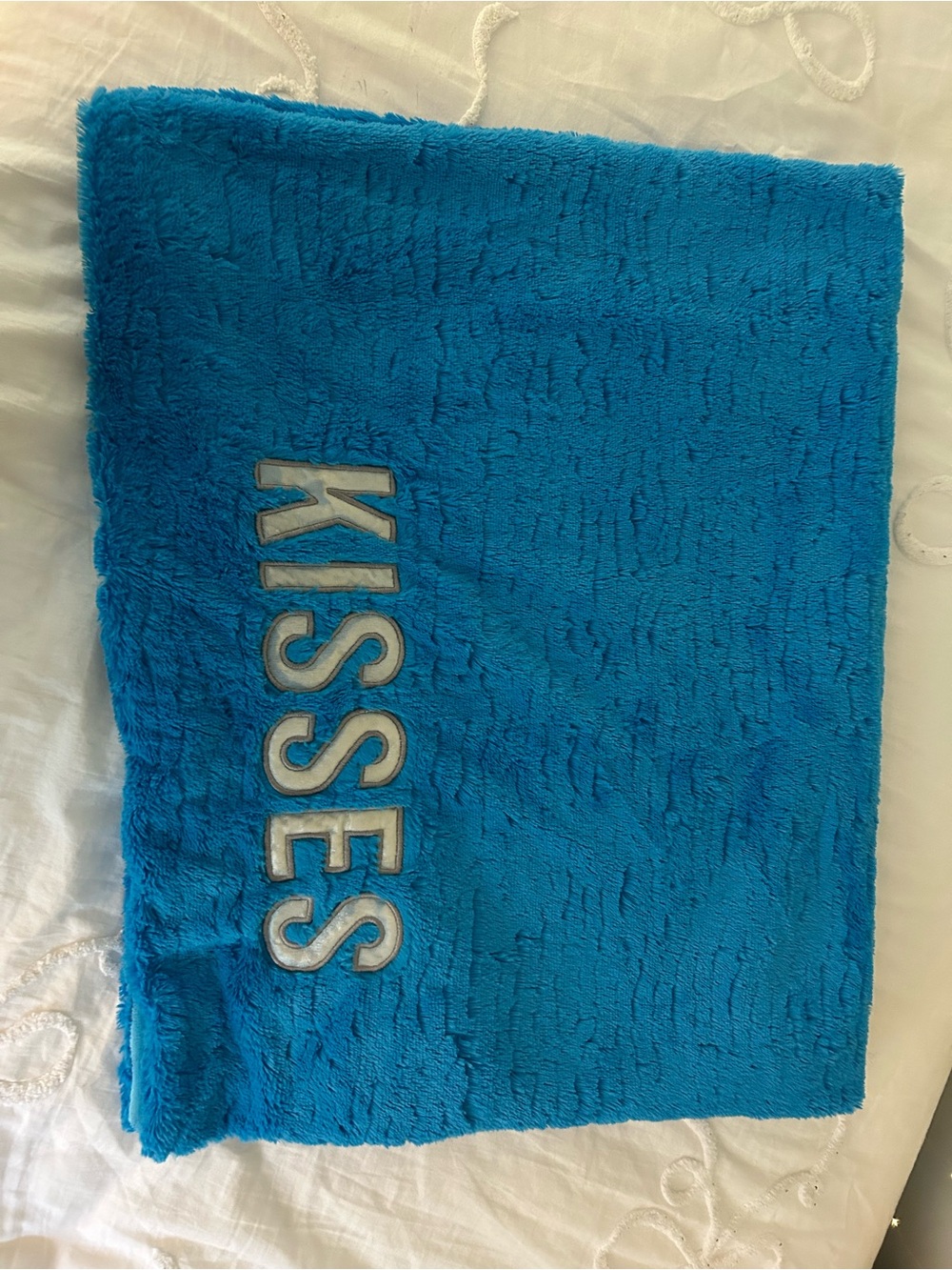 Blue Plush 'KISSES' Throw Blanket